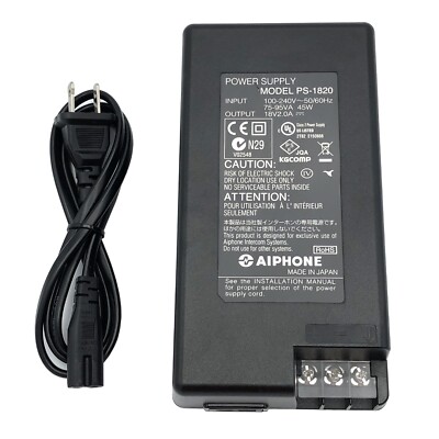 Genuine Aiphone Model PS-1820 Power Supply 18V 2A - Tested & Working