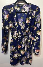 LuLu's Dress That's a Wrap Faux Wrap Sz.XS Elastic Waist Floral V-neck d11056l-1