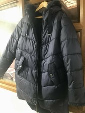 Coat Blue Jacket Espirit Fur Warm Hooded Down-free Uk Xxl Rrp £125 5632-0012