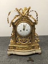 Robert Robin Paris 18th Century Louis XVI Ormolu and White Marble Mantle Clock 
