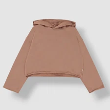 $55 Molo Girl's Pink Long-Sleeve Raw Edge Hoodie Sweater Size 12/152