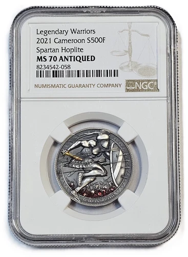 Spartan Hoplite Legendary Warriors  Silver Coin  Cameroon 2021 Grading MS70 NGC