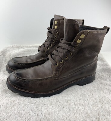 John Varvatos Dark Brown Leather Lace-Up Combat Boots John Varvatos Mens Brown Combat Boots 9 | eBay main image 3