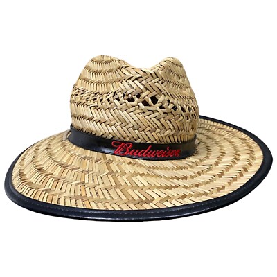 Budweiser Hat Beer Cowboy Woven Straw Beach Lifeguard Pool Fun Unique Party