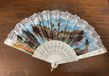 Vintage Folding Hand Fan Fabric and Lace Espana Sevilla