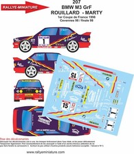 DECALS 1/43 REF 0207 BMW M3 E30 ROUILLARD FINALE DES RALLYES 1998 RALLYE RALLY