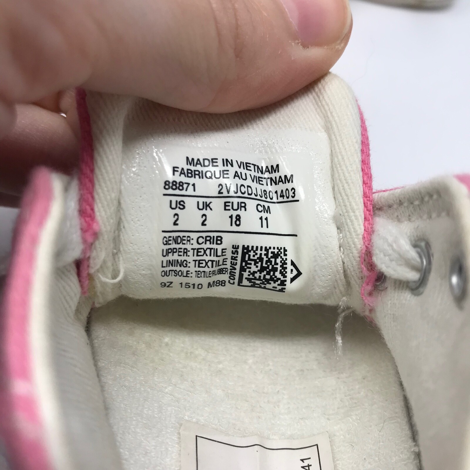 Converse Shoes Baby Girls Size 2 Pink Lace Up All Star Rhinestoned Shoe