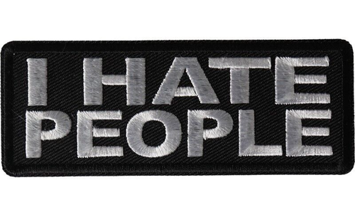 I Hate People Embroidered Sew On Iron On Biker Vest Patch - Picture 2 of 3