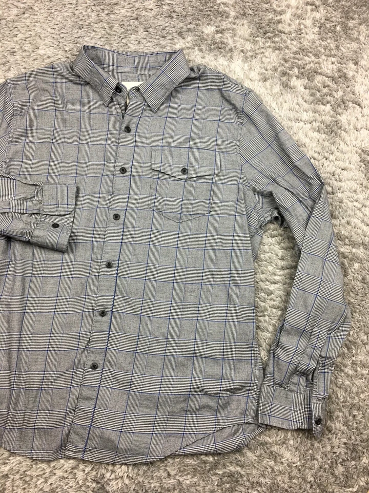 Camisa con botones American Eagle para hombre talla grande gris manga larga Foto 2 de 4