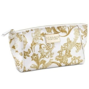 VERSACE Parfums white gold floral cosmetic makeup bag ...