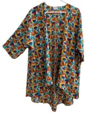Lula Roe Womens Kimono M Tunic Open Front Colorful Cover Up Beachy Travel
