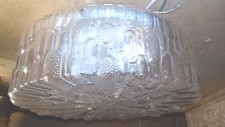 MID CENTURY ITALIAN MODERN SURFACE MOUNT CHANDELIER CLEAR TEXTURED LIGHT GLOBE
