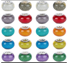 100-200pcs Resin glossy glitter powder large hole beads European Bracelet Crafts