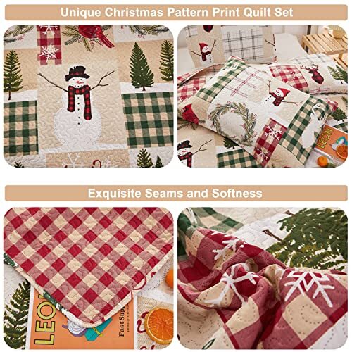 Size Christmas Quilt Set Reversible Xmas Bedspread Rustic Lodge King