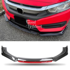 Carbon Look Front Bumper Lip Spoiler Splitter For Honda Civic Type R 2015+