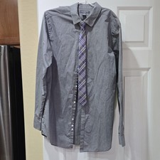 Van Heusen Flex XL Gray Boy's Dress Shirt Collared Long Sleeve Button
