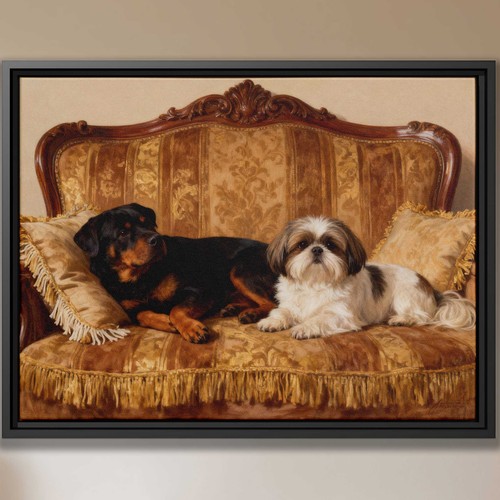 Rottweiler Hund Leinwandbild Ölgemälde Wohnzimmer Deko Hundeliebhaber Kunstwerk - Bild 5 von 7