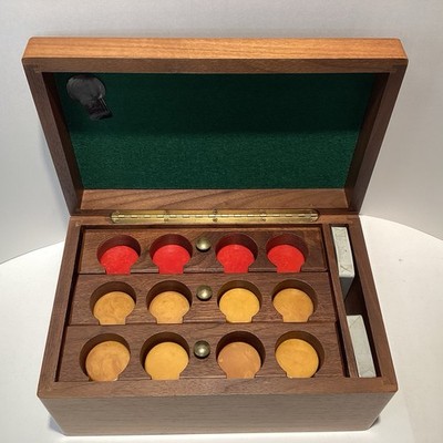 VTG Royal Brand by Crisloid Solid Walnut Poker Chip Caddy w/ 300 Chips & Cards