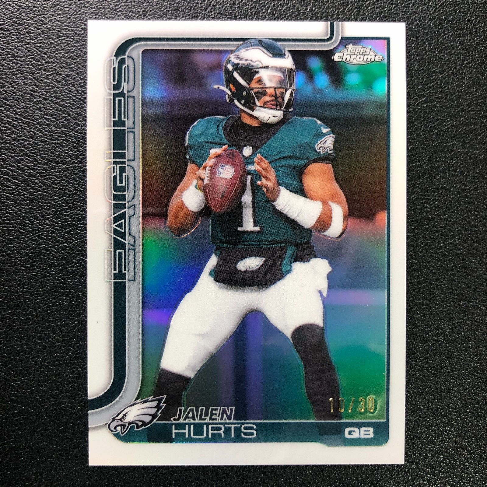 2025 Topps Chrome Jalen Hurts White Refractor /30 Eagles