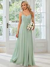 Color: Light Green, Size: US16 - Sling Banquet Temperament Long Pleating Dress