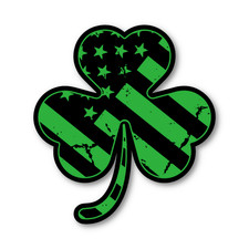 Irish American Shamrock Sticker, Clover Countour-Cut Vinyl Printed Decal