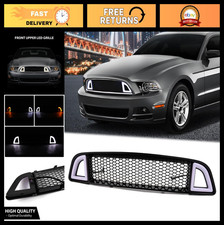 Upper Grille With Drl Led Lights For 2013-2014 Ford Mustang - Honeycomb Mesh Di