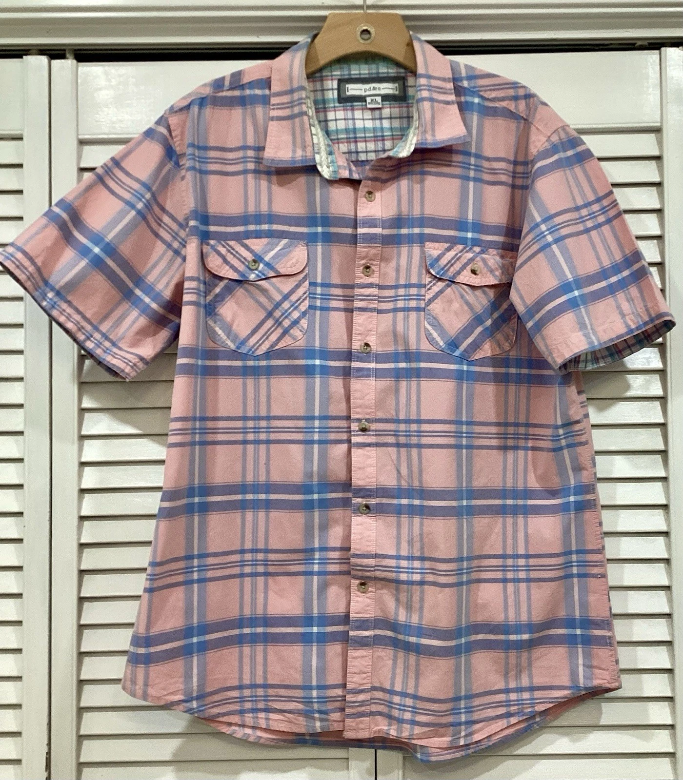 PD&C XL Pink & Blue Plaid Western Style Short Sleeve Shirt Two Chest Pockets
Opens in a new window o