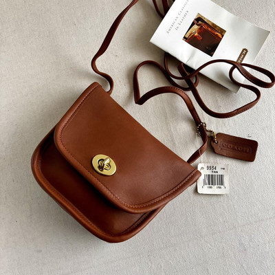 Old Coach EVERETT Shoulder Bag Pochette Leather Light Brown