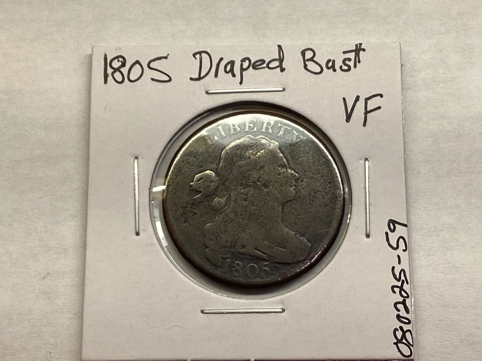 Centavo grande busto drapeado 1805 en muy buen estado moneda de 220 años de Estados Unidos 59tkk Foto 4 de 4
