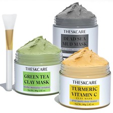 3 PCS Clay Mask Set, Turmeric Vitamin C Clay Mask, Dead Sea Mud Mask NEW SEALED 