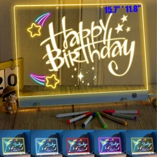 Large LED Drawing Board for Kids with Stand, 15.7X11.8 LED Note Board with 7
