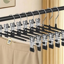 Pants Hangers with Clips for Women 30 Pack, 12Inch Adjustable Heavy Duty Skir...