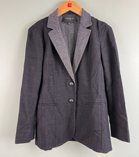 Lafayette 148 New York Virgin Wool Blend Grey Blazer Womens Sz 2 Lightweight