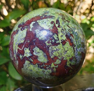 2.64'' Dragon's Blood Stone Jasper Quartz Mineral Crystal Sphere Ball Orb, 481g 