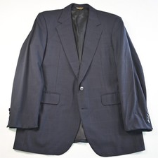 Vtg USA Made Southwick 46R Navy Windowpane Wool Blazer Suit Jacket Sport Coat