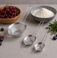 3pc Stainless Steel Fine Mesh Strainer Set Flour Sieve Sifter Kitchen Food Tea U