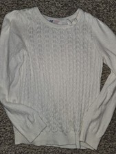 Kids Girls H m Sweater White Cable Knit 6 To 8 Year Size Bow On Collar
