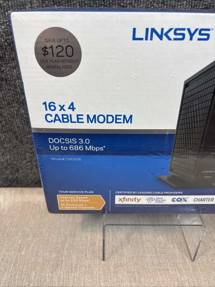 LINKSYS 16 x 4 Cable Modem | 16 x 4 Bonded Channels | DOCSIS 3.0 | CM3016 - Image 2 of 4