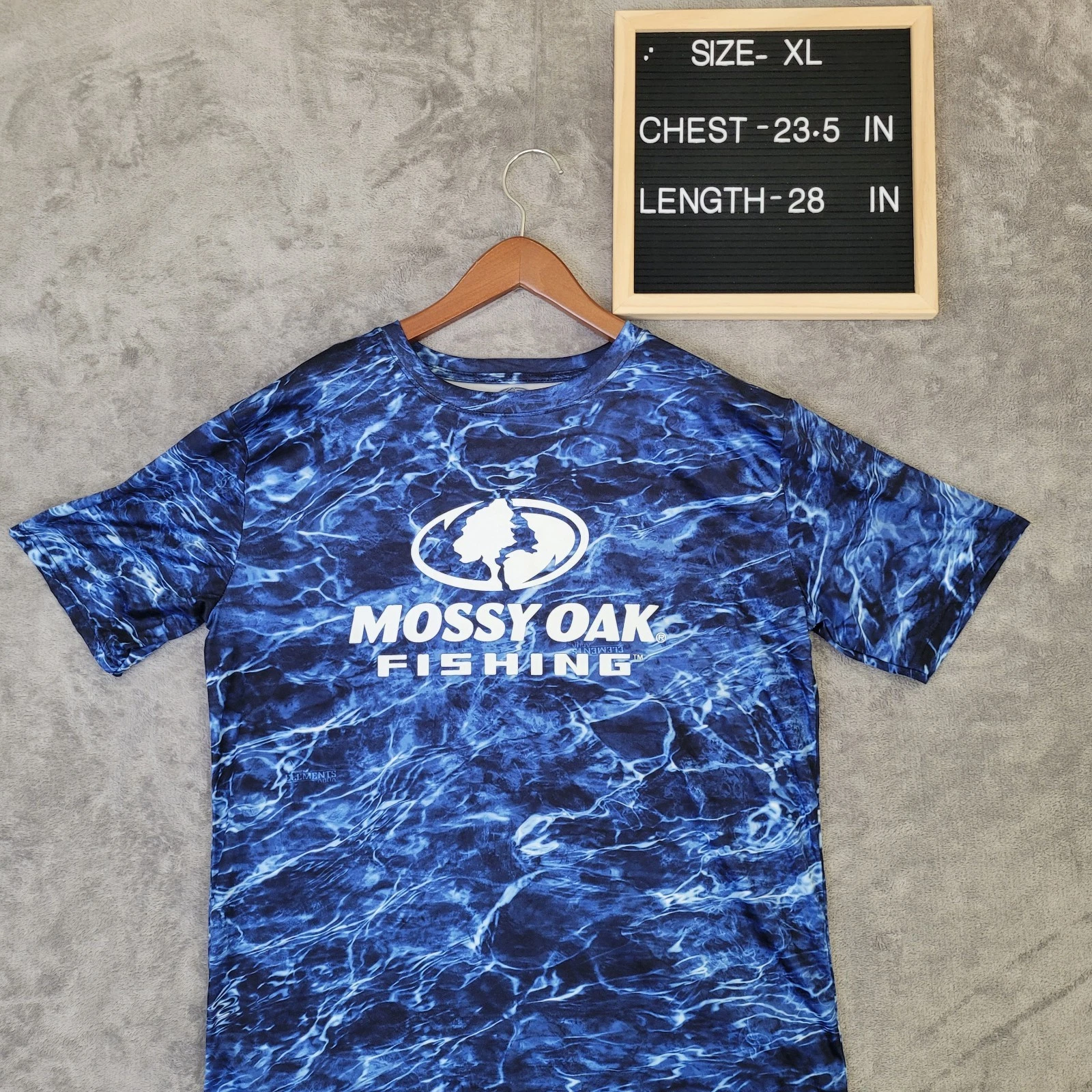 Mossy Oak Fishing Shirt Mens XL Blue Camo Water Performance Tee