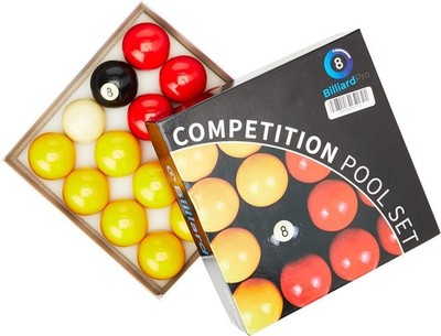 8 Billard Pro Competition Pool Set, gelbe & rote Kugeln Komplettset 1 & 1/2''