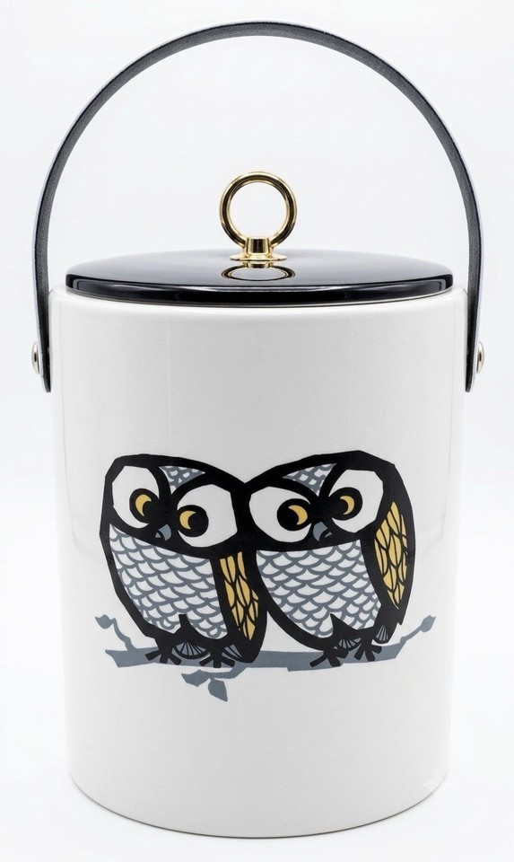 A pair of ceramic owl-shaped ice buckets from the 1960s is exactly the kind of MCM barware that stops guests mid-sentence.