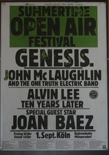Genesis Original Festival Poster 1.9.78 Köln Summertime Open Air Alvin Lee Baez