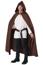 Brand New Medieval Renaissance Hooded Cloak Adult Costume Brown 