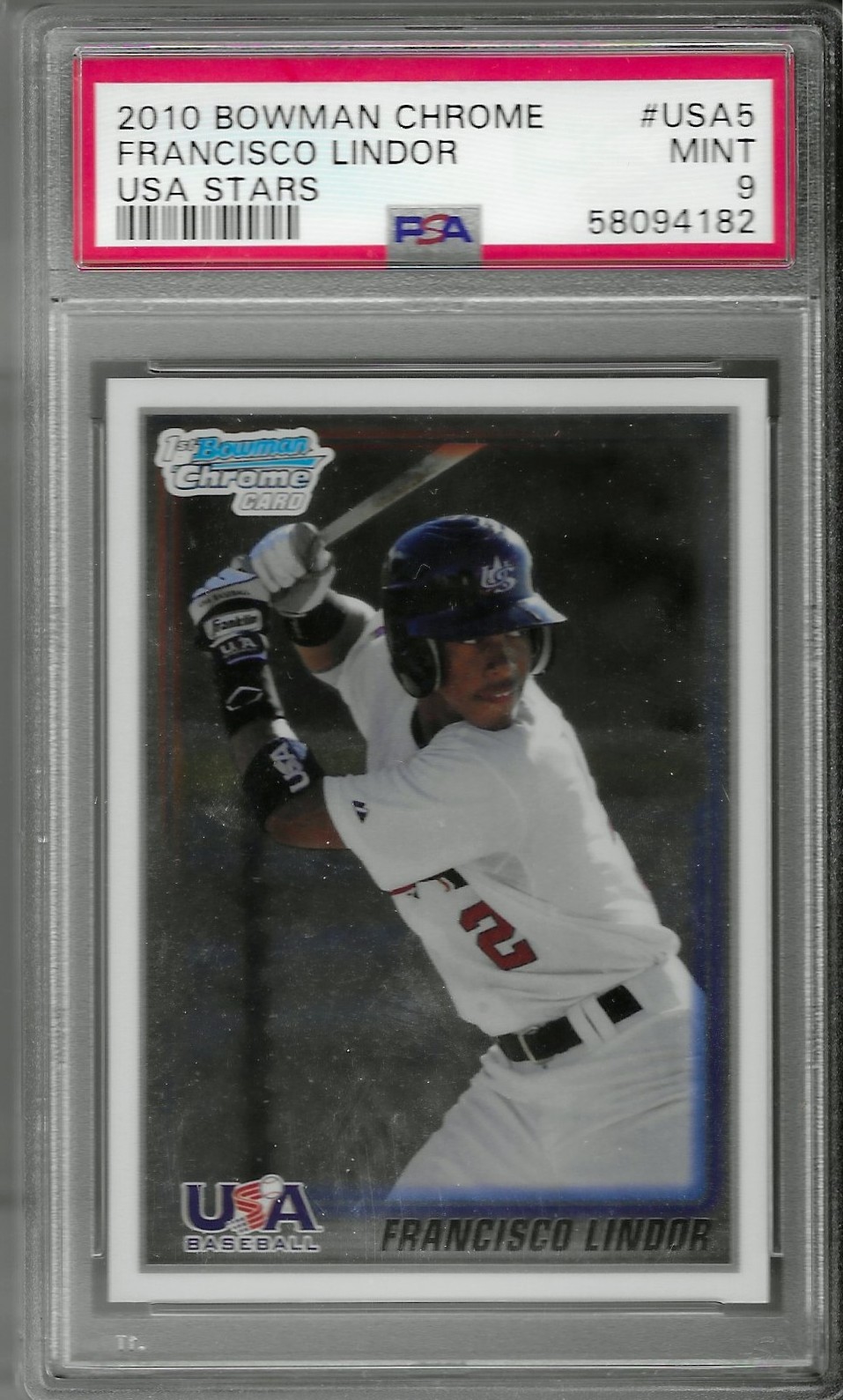 2010 Bowman Chrome Francisco Lindor USA Stars PSA 9