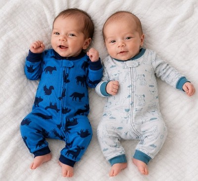 Carter's  Baby boys' 2-Pack Zip-Up Snug Fit Cotton Romper PJs Set  Newborn