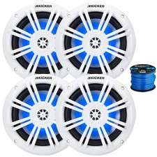4x Kicker 51KM604WL KM 6.5" 150W RGB LED Speakers, 50 Feet 16 Gauge Speaker Wire