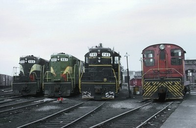 SCL power in four paint schemes, SAL Yard, Richmond, VA  1968 8.5 x 11 Photo