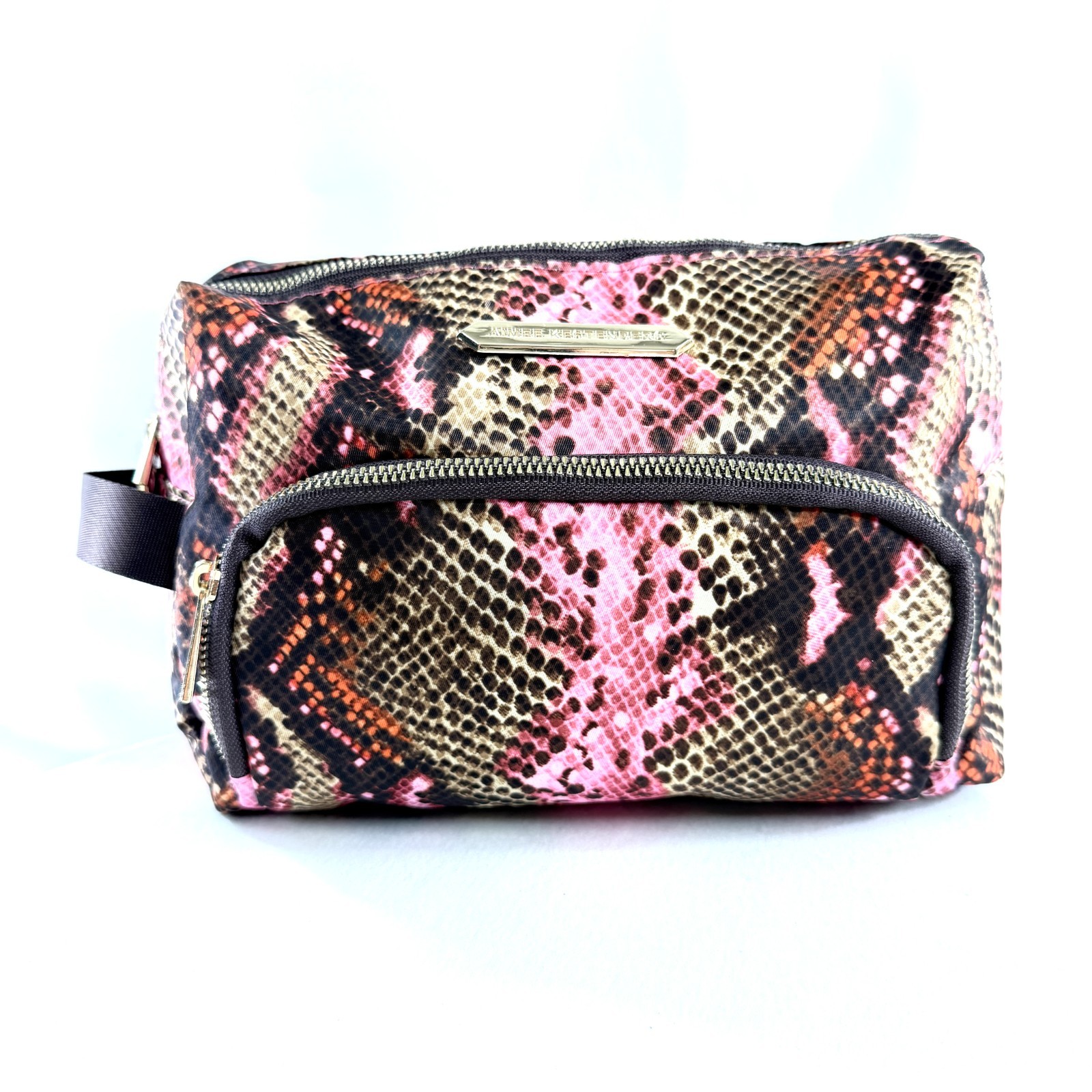 Aimee Kestenberg Pink Brown Python Nylon Make Up … - image 1