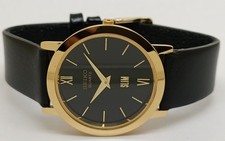 Vintage Seiko Slim Quartz Japan Made Black Dial Gold Plated Men's Wrist Watch