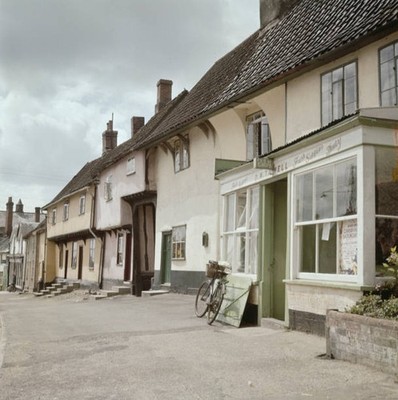Debenham In Suffolk A Bicycle Stands Outside A Fish And Chip Shop - Old Photo